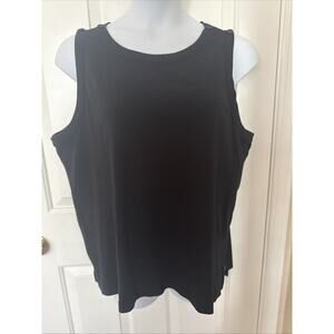 Chico's Pima Cotton Knit Black Tank Top sz 4 or XXL with Button Detail